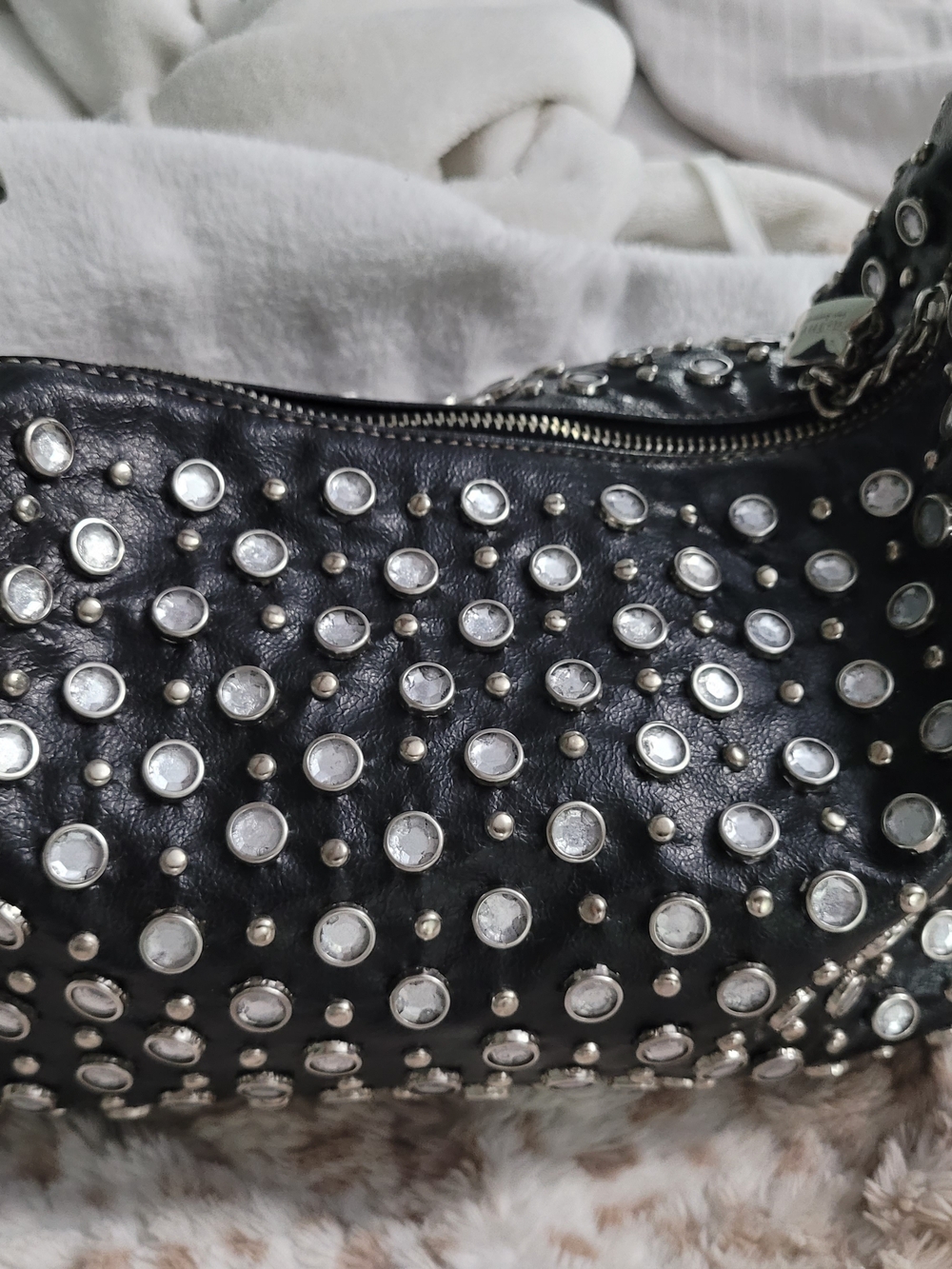 Kathy Van Zeeland studded shoulder bag in Black Y2K